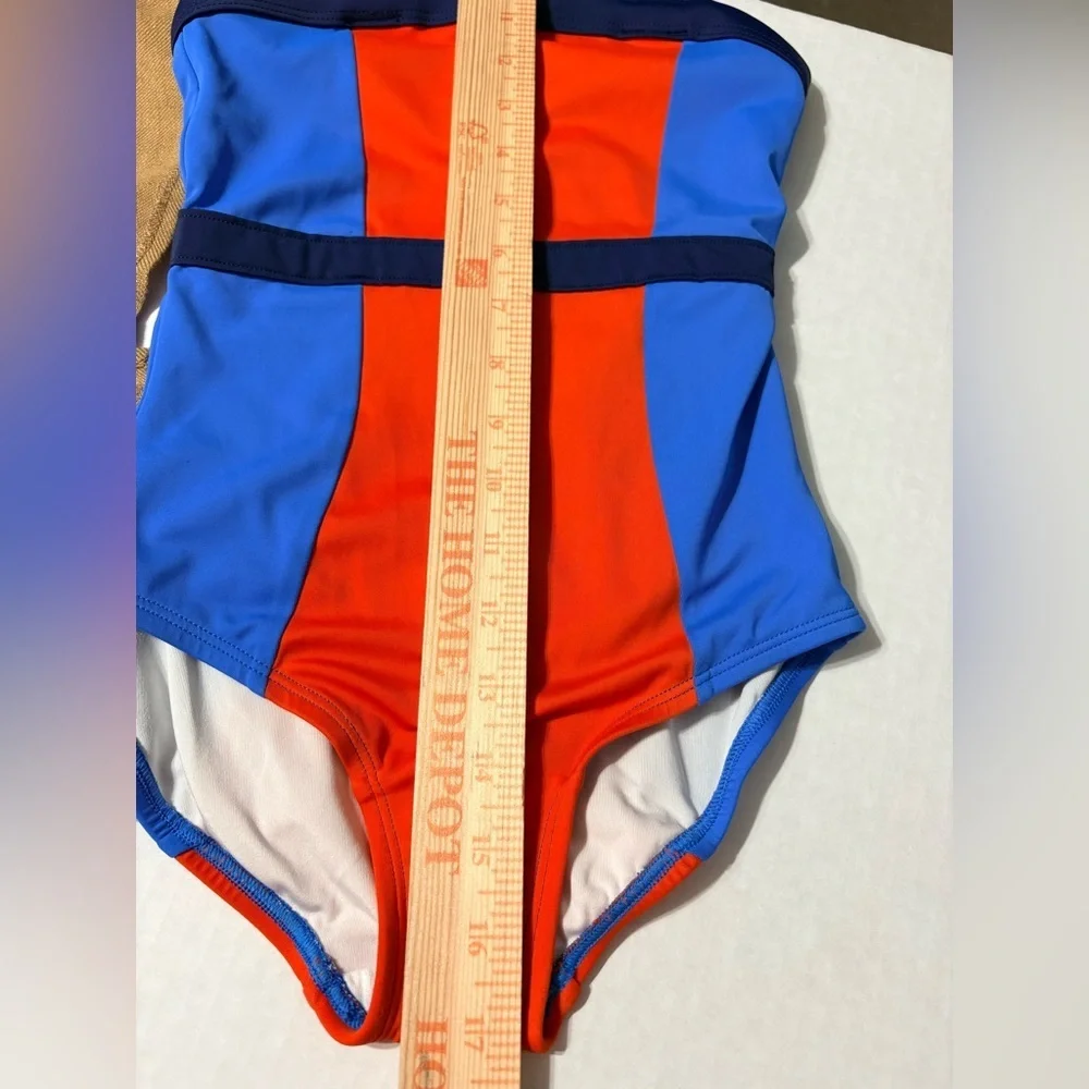 Hanna Andersson Little Girls 6-7 Color Block Blue and‎ Red One Piece Swimsuit
